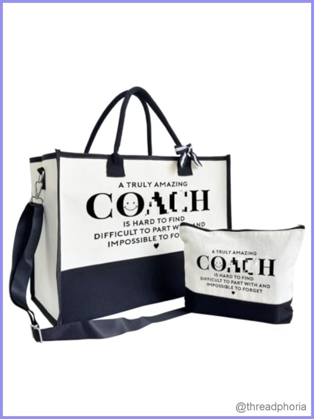 Canvas Tote Bag Set Women Zipper Closure Shoulder Beach Makeup Bag
